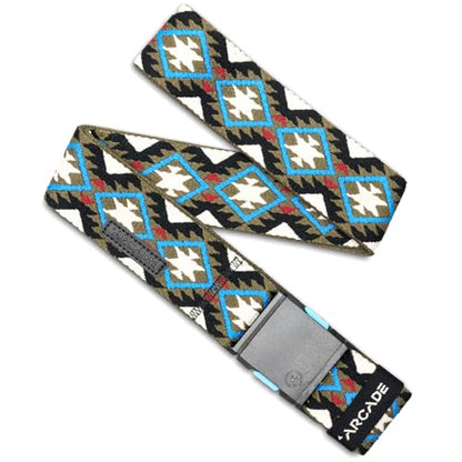 Arcade Belts A2 Unisex Adventure Belt: Heavy Duty Stretch, Metal Free Buckle - color: Twilight - Oat/Turquoise, size: Standard (Up to 40"); 1.5" Wide