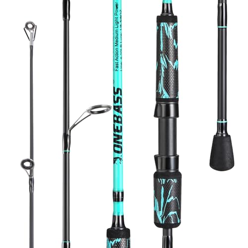 One Bass Spinning Rod & Casting Rod, High Performance IM6 Graphite Fishing Pole for Bass Fishing,2- Piece Desgin for Travel - size: 6'0"-ML-Fast, style: Spinning