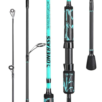 One Bass Spinning Rod & Casting Rod, High Performance IM6 Graphite Fishing Pole for Bass Fishing,2- Piece Desgin for Travel - size: 6'0"-ML-Fast, style: Spinning