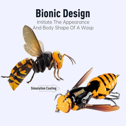 Kingdom Wasp Crawl Bait Insect Bionic Floating Fishing Lures Swimbaits Hard Artificial Baits Lure Freshwater and Saltwater Bass Carp Pike Walleye Fishing ABS Material Carbon Steel Three Book Hook - color: Set3, size: 6.6g