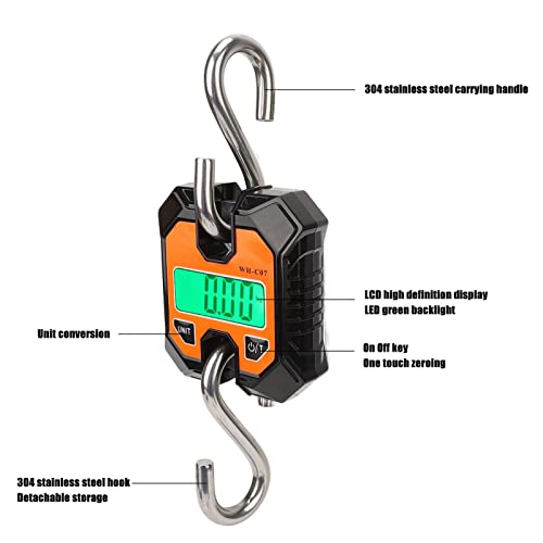 Karlak Electronic Digital Fishing Scale with LCD Display Compact Portable 0.2kg to 100kg Hook Scale