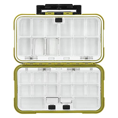 Impermeable Fishing Tackle Box, ABS Material with Rubber Seal and 18 Compartments, Portable Lure Storage Organizer for Hooks Lines Accessories