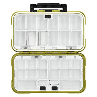Impermeable Fishing Tackle Box, ABS Material with Rubber Seal and 18 Compartments, Portable Lure Storage Organizer for Hooks Lines Accessories