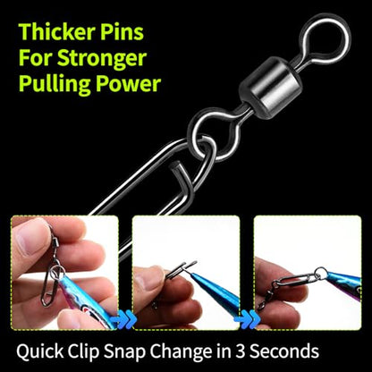 9KM DWLIFE Fishing Speed Clips 50Pcs Quick Change Fishing Swivels & Snaps Fishing Speed Clips Barrel Swivels Fishing Tackle Saltwater Fishing - size: 4#