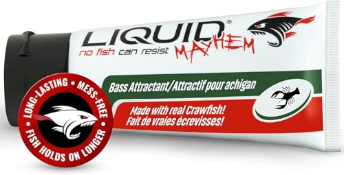 Liquid Mayhem Bass Fish Attractant Gel 60 ml / 2 oz · 60 Uses – Real Anchovy Bait & Aminos | UV-Enhanced Long-Lasting Gel – All Lure Types - size: 1-Pack