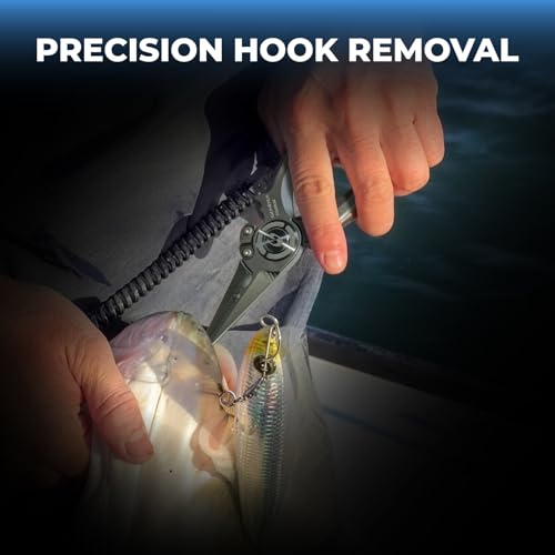 GOMEXUS Fishing Pliers Saltwater with Side Cutters, Never Rust Inshore & Nearshore Titanium Fishing Gear with Lanyard & Leather Sheath, Hook Remover, (Straight Nose, 7 INCHES) - color: Straight Nose