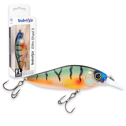 Flat Sided Japanese-Style Crankbait Elfin Shad – Medium Diving Bass Fishing Lure, Hard Bait Shad Crankbait for Freshwater Velrifya - color: 03-Neon Perch