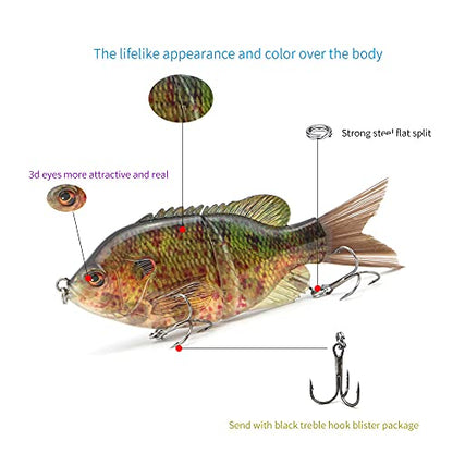 5.9in Multi Jointed Swimbait Fishing Lures Bait,2 Segment Big Giant Sinking Fishing Bass Lures,Crankbaits Swimbaits with Treble Hook - color: 5.9in,1.94oz-Color C