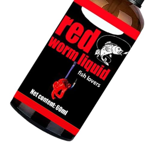 Red Worm Liquid - 60ml Fishing Bait Additive, Concentrated Angling Attractant Formula, Multifunctional Natural Scent Enhancement Booster | Catfish Carp Trout Cod Freshwater River Reservoir Outdoor