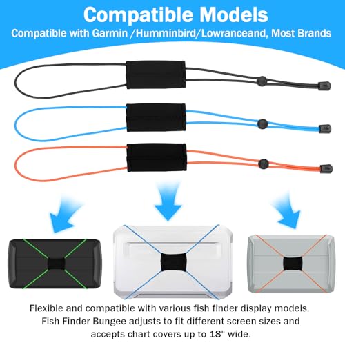 Thickened Fishing Finder Cover Straps, Adjustable Fish Finder Bungee for Securing Graph Cover for Travel - color: Black,Green,Blue