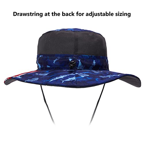 BASSDASH UPF 50+ Sun Fishing Hat Water Resistant with Detachable Neck Flap - color: Americana
