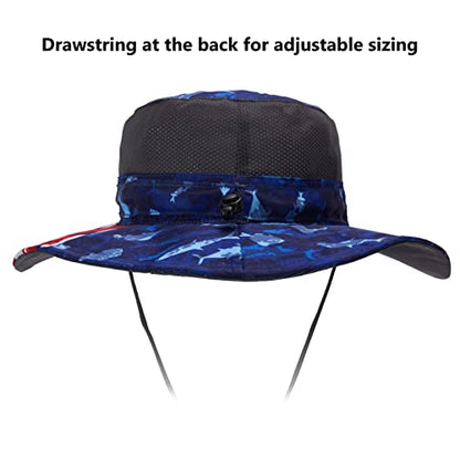 BASSDASH UPF 50+ Sun Fishing Hat Water Resistant with Detachable Neck Flap - color: Americana