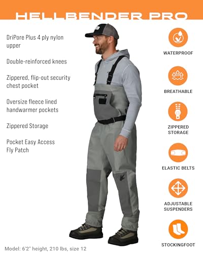 FROGG TOGGS Men's Hellbender Pro Waterproof Stockingfoot Fishing Chest Wader for Fishing - size: Medium Stout