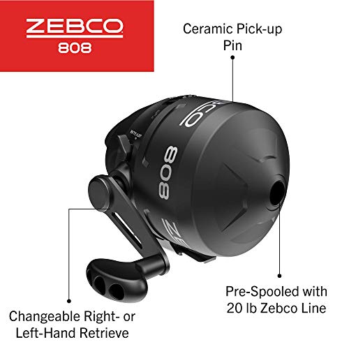 Zebco 808 Spincast Fishing Reel, Changeable Right- or Left-Hand Retrieve, Pre-Spooled with Zebco Fishing Line, Dial-Adjustable Magnum Drag - size: 80 (Pack of 3), style: Size 80 Reel (Clam Pkg)