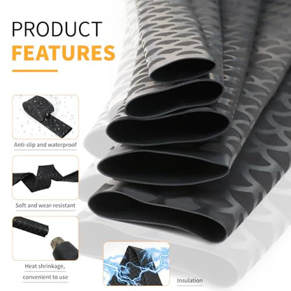 Heat Shrink Tubing, 3.28ft 2:1 Shrink Ratio Heat Shrink Tube for Fishing Rod Grips with Non Slip Waterproof, Fish Scale Pattern Heat-Shrink Tubing (1, Black, Dia:30mm) - color: Black, size: Dia:30mm