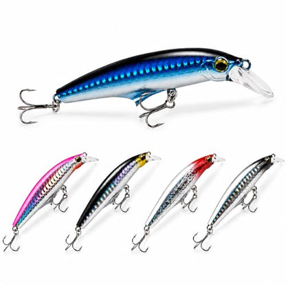 5PCS Sinking Jerkbait Fishing Lures, Long Casting Minnow Hard Baits with Realistic Swimming Action, Freshwater Fishing Lure Set for Bass, Trout, Walleye and Pike - size: 3.35"