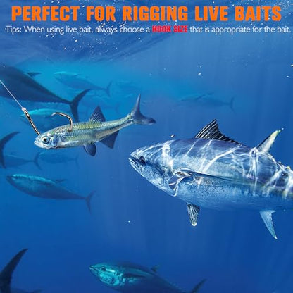 Dovesun Circle Hooks Saltwater 20-25pcs, 3X Strong Circle Fishing Hooks for Catfish in-line Catfish Hook for Striper, Mackerel, Bass, Tuna 3/0 4/0 5/0 6/0 7/0 8/0 9/0 10/0 12/0 - size: 4/0-25pcs