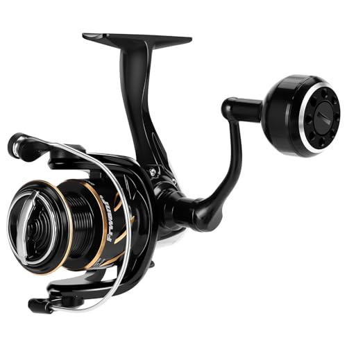 New DF Spinning Reel Saltwater Freshwater Fishing Reel Shallow Aluminum Spool, 5.2:1 Gear Ratio, Upgraded Copper Gears, Metal Handle Knob, Smooth Bearings - size: 3000, style: Deep Line Cup