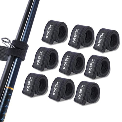 9PCS Fishing Rod Belts - Fishing Rod Sleeve Pole Straps, Fishing Pole Wrap - Fish Accessories Fit for Casting Rod, Spinning and Fly Rod