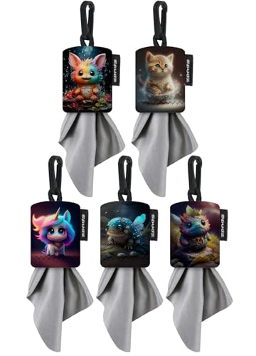 SPUDZ Classic Variety Pack | Five 6" x 6" Microfiber Towels w/Neoprene Pouches | Premium Microfiber Cleaning Cloths for Laptops, Lenses, Cameras, Screens, and More | Mystical Creatures 5 Pack - color: Classic 6 X 6 - Mystical Creatures (5 Pack)