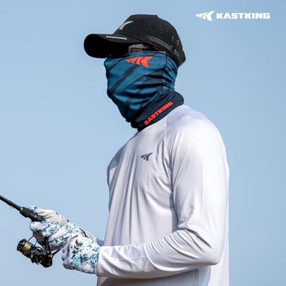 KastKing Ultimate Angler Neck Gaiter, UPF 50 Sun Mask, Sun Gaiters for Men & Women, Hydrocool Technology, Fishing, Hiking - color: E: Jaws (Size: 19"x9.5")