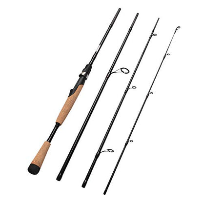 Fiblink 4 Pieces Travel Spinning Rod Medium Carbon Spinning Fishing Rod Portable Fishing Rod - size: 7'6" Medium