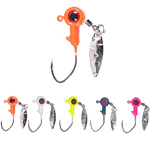 1/8 oz Jig Heads Freshwater Fishing Lures Jig Head with Eye Ball 25PCS Painted Hooks Fishing Jigs for Bass/Crappie - color: 1/32oz crappie jigs（0.875g）