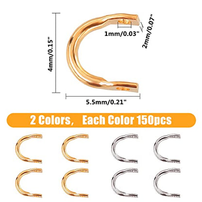 SUPERFINDINGS 300pcs Fishing Spinner Clevis Spinnerbait Clevis U-Shaped Brass Links 2 Colors Easy Spin Spinner Clevis Spinner Blade Clevis for Lure Making Fishing Spinnerbait Accessory - color: Metallic+Golden