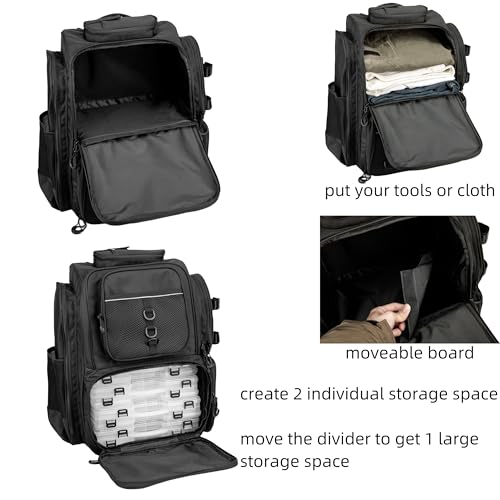 WANOON Fishing Backpack,Tackle Bag,with Tackle Boxes. Large Fishing Bag, Strong Materials - color: Black, size: 42L-With Tackle Boxes