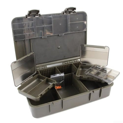 Carp Tackle Box Fishing Rig Organizer with Scale Terminal Tackle Storage for multi Compartment Bait Box Portable Gear Case Hook Swivel Holder Outdoor Angling Equipment for Small Parts Green