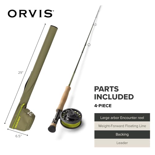 Orvis Encounter Fly Rod Outfit - 4Pc Fishing Rod and Reel Combo | Smooth Performance, Complete with Reel, Line, Backing, & Leader for Young Anglers, Pre-Balanced Ready-to-Fish Setup - size: 6-Weight, 9'