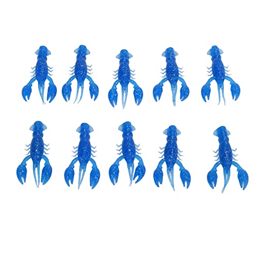 Acouto 10pcs Soft Fishing Lure Crawdad Bait PVC Shrimp Artificial Soft Lure Baits for Bass Fishing – Dark Brown Crawfish Plastics, 5.5cm Lifelike Action, Reusable & Tear for - color: Blue