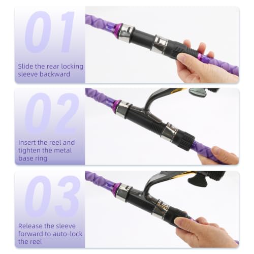 Surf Rod Saltwater 9ft- 4-Piece Carbon Fiber Surf Fishing Rods, Portable Travel Surf Spinning Rod with 20-40lb Power Green Blue - color: Purple, size: 9FT Surf Rod
