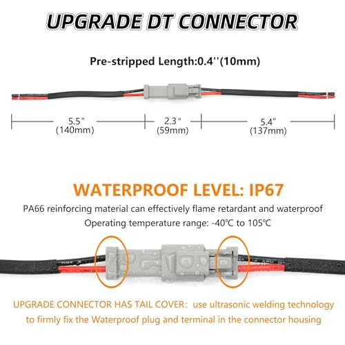 10 Set 2 Pin DT Deustch Waterproof Connector Automotive Electrical Butt Connector 16AWG Wire Harnesses Connectors Kit with Heat Shrink Tubing for Car Boat Truck (A- 2Pin Wiring 10Pair) - size: DT Connector 10 Sets 2 Pin
