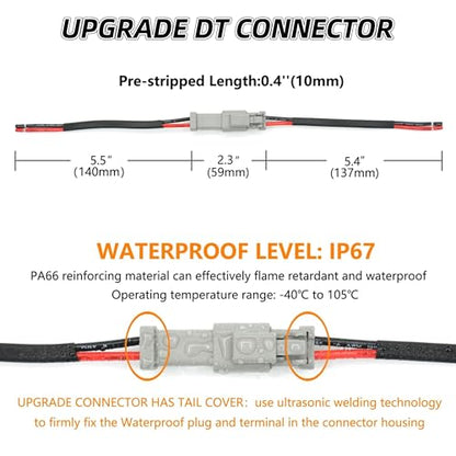 10 Set 2 Pin DT Deustch Waterproof Connector Automotive Electrical Butt Connector 16AWG Wire Harnesses Connectors Kit with Heat Shrink Tubing for Car Boat Truck (A- 2Pin Wiring 10Pair) - size: DT Connector 10 Sets 2 Pin