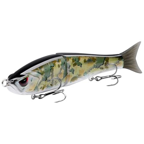 Bassdash SwimShad Glide Baits Jointed Swimbait Bass Pike Salmon Trout Muskie Fishing Lure,3-Pack - color: Green Vegetation + Open Terrain + Night Digital, size: 4.5in/0.65oz