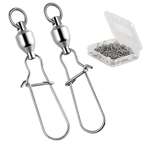 RIKIMARU Fishing Swivels Duo Lock Snap Ball Bearing Stainless Barrel Fast Fishing Lure Swivels High Speed Rotating - size: 7#-150LB-30pcs