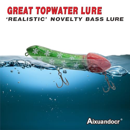 Funny Fishing Gifts for Men Women, Novelty Bass Topwater Lures, Father Christmas Birthday Gifts Stocking Stuffers - color: Christmas Color