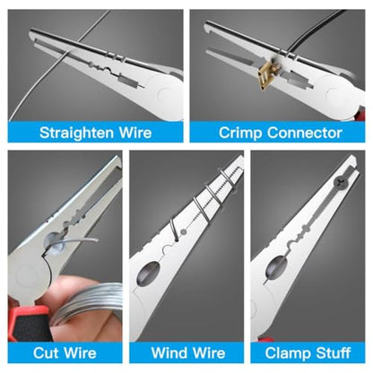 SNAIL TRAIL 7'' Fishing Pliers, Angled Head Split Ring Pliers, Auto-Open by Magnets, Corrosion Resistant Fish Hook Remover, Saltwater Crimping Shot & Wire Cutter Tool - style: Pliers