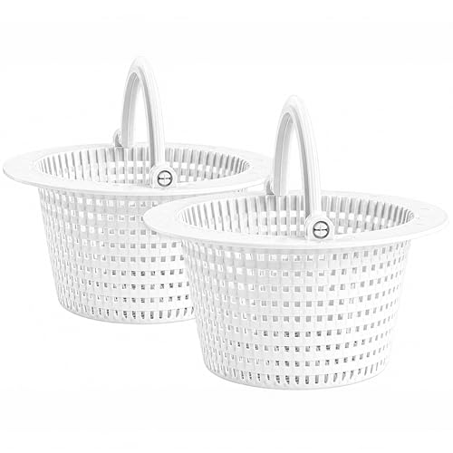 FibroPool Above Ground Pool Skimmer Basket Replacement 2 Pack - Through-Wall Strainer - Pivot Handle - 6.15" Top Width - Pool Filtration Strainer