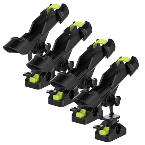 Combo Mount Fishing Rod Holders - 360 Degree Adjustable Boat Rod Rack - style: 4pack Rod Holder+track Mount