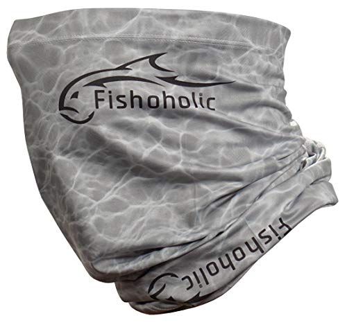 Fishoholic Fishing Face Mask Neck Gaiter Hunting Buff - 3 Colors - UPF50+ Sun Protection Fishaholic Fishing Gift - color: Grey H2o Camo
