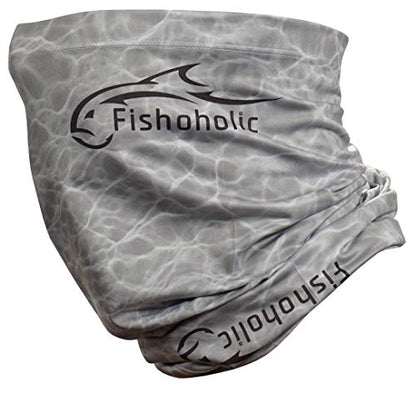 Fishoholic Fishing Face Mask Neck Gaiter Hunting Buff - 3 Colors - UPF50+ Sun Protection Fishaholic Fishing Gift - color: Grey H2o Camo