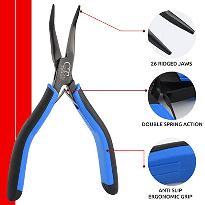Fish Bone Pliers/Tweezers Stainless Steel Curved With Non-Slip Grip Black - color: Black