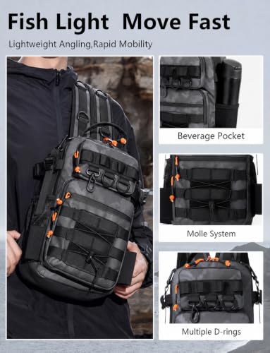 2 in 1 Compact Tactical Fishing Backpack with Tackle Boxes, Lightweight Waterproof Tackle Bag Fit 2 * 3600 Tackle Boxes, 2 Rod Holders Storage, Fishing Accessories Gift for Men Gray - color: Gray