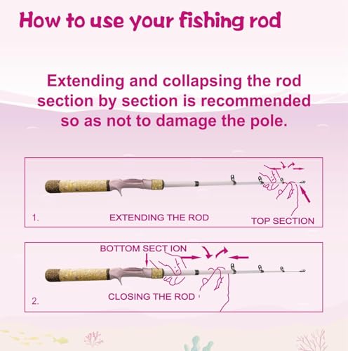 Kids Fishing Pole Set, Kids Fishing Rod and Reel Combo and Fishing Net Tackle Box with Fishing Lures Hooks and Bag for Girls Age Beginner Little Children Junior Anglers