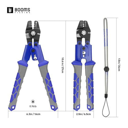 Booms Fishing Crimping Tool Kit: 10.6in Fishing Crimping Pliers with Side Wire Cutters - Up to 2.2mm Crimper, XW40 - style: Crimper Only