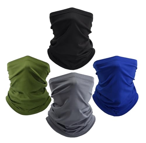 Fishing Neck Gaiter, Sun Protection Face Mask, Cooling Neck Shield Scarf Cycling Balaclava Bandana for Men and Women - color: Black+royal Blue+grey+olive Green