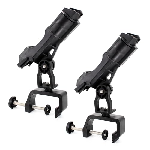 2 Pack Fishing Rod Holder, 360 Degree Adjustable Clamp, For Boat, Kayaks