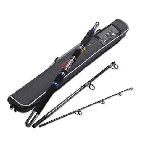 Fiblink 3-Piece Spinning Rod Heavy Spinning Fishing Rod Portable Fishing Rod Graphite Spin Rod (30-50 Pound Test) - size: 7'